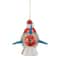4.5" Santa In A Silver Rocket Ship Glass Christmas Ornament